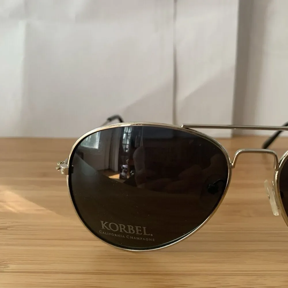 Korbel Champagne Aviator Sunglasses Unisex Black Metal Frame